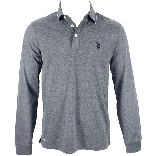Vêtements Grey merino polo sweater from Drumohr U.S Polo Assn. POLO MANCHES LONGUES GRIS  - US POLO ASSN Gris