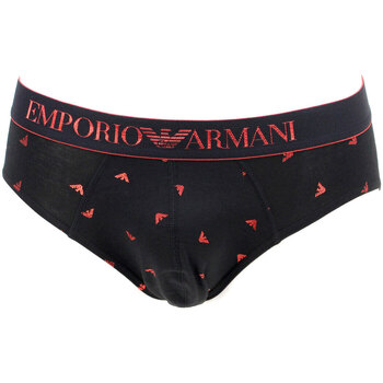 Sous-vêtements Slips Armani Emporio SLIP NOIR EAGLE ROUGE BRILLANT 8A592- ARMANI Noir