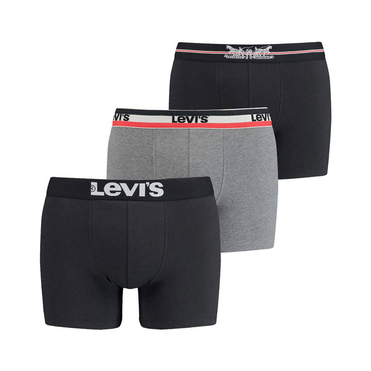 Sous-vêtements Boxers Levi's COFFRET DE 3 BOXERS LOGO BOXE NOIR/GRIS- Noir