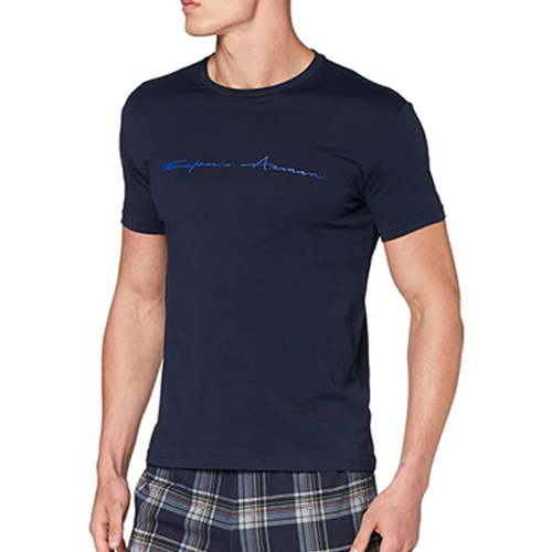Vêtements T-shirts manches courtes Armani Emporio T-SHIRT LOGO SIGNATURE COL ROND MARINE  - EMPORIO ARMANI Marine