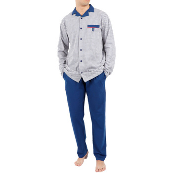 pyjamas / chemises de nuit admas  pyjama manches longues + pantalon blade bleu 54761 - 