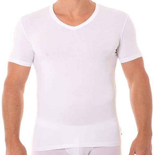 Vêtements C 1 09c H2 E B095 Bikkembergs T-SHIRT COL V MICROMODAL BLANC - Blanc