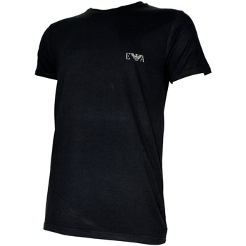 Vêtements T-shirts manches courtes Armani Emporio T-SHIRT NOIR COL RONG LOGO ARMANI ARGENTE - EMPORIO ARMANI Noir