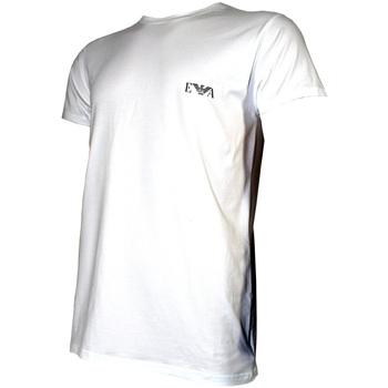 Vêtements T-shirts manches courtes Armani Emporio T-SHIRT BLANC COL RONG LOGO ARMANI ARGENTE - EMPORIO ARMANI Blanc