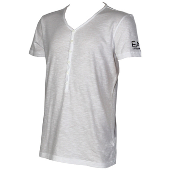Vêtements T-shirts manches courtes Emporio Armani EA7 T SHIRT BLANC LARGE COL COTON - Blanc