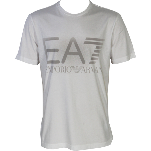 Vêtements T-shirts manches courtes Emporio Armani EA7 T-SHIRT MANCHES COURTES COL ROND BLANC CASSE - Blanc