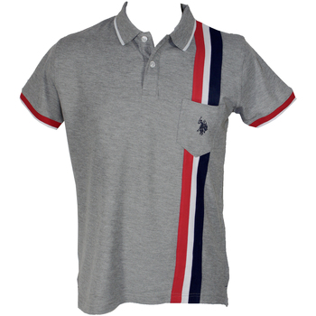 Vêtements adidas Advantage Novelty Polo Shirt Mens U.S Polo Assn. POLO GRIS BANDES TRICOLOR - US POLO ASSN Gris