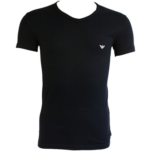 Vêtements T-shirts manches courtes Armani Emporio T SHIRT NOIR COL V  EAGLE BLANC - EMPORIO ARMANI Noir