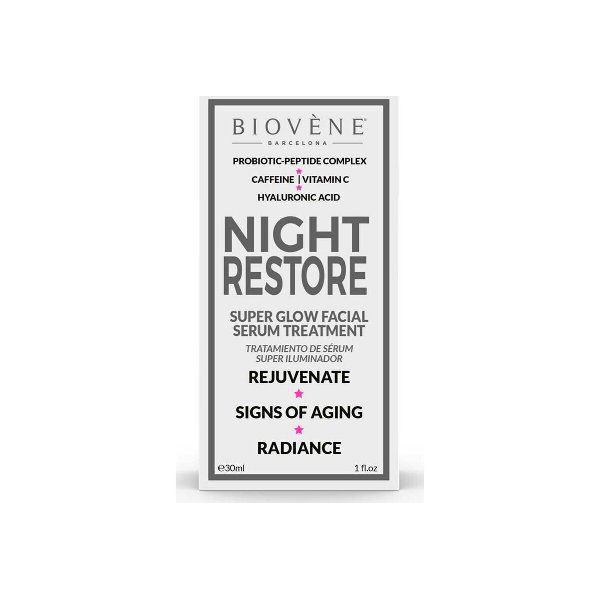 Beauté Anti-Age & Anti-rides Biovène Night Restore Super Glow Facial Serum Treatment 