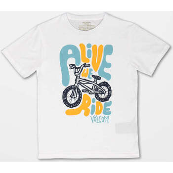 Vêtements Enfant Calvin Klein Hauts & t-shirts Volcom Camiseta niño  Alive We Ride ss White Blanc