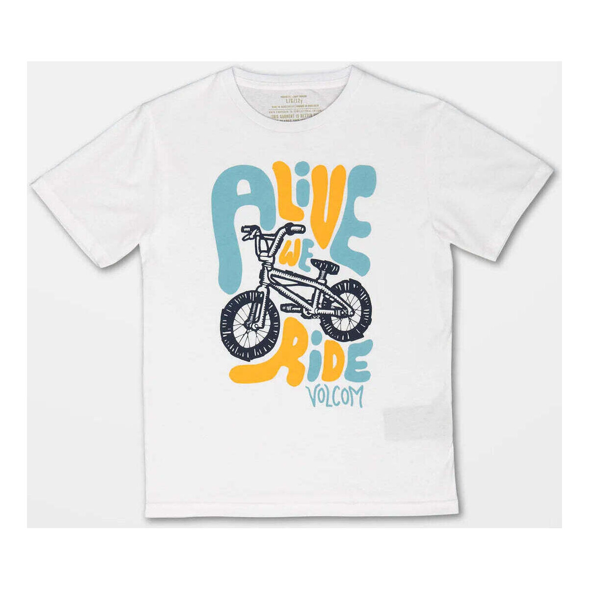 Vêtements Enfant T-shirts manches courtes Volcom Camiseta niño  Alive We Ride ss White Blanc