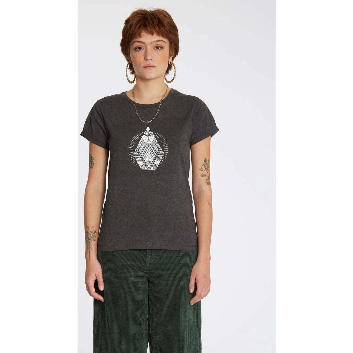 Vêtements Femme T-shirts manches courtes Volcom Camiseta Chica  Radical Daze Tee Charcoal Gris