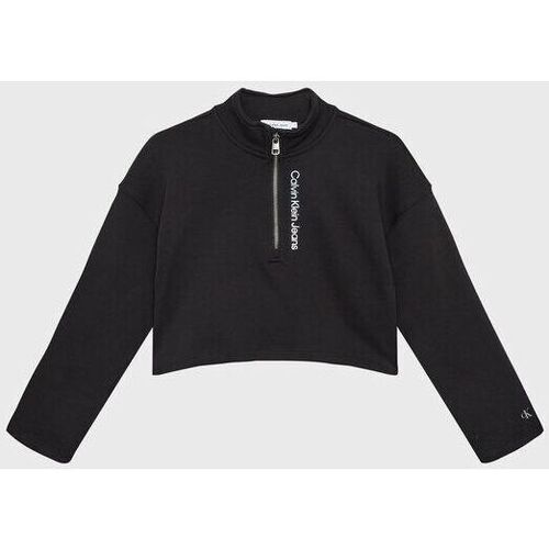 Vêtements Fille Sweats Calvin Klein Jeans featuring IG0IG01872 LOGO ZIP-BEH BLACK Noir