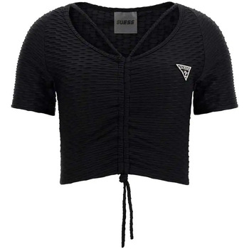 Vêtements Femme T-shirts manches courtes Guess Original logo triangle Noir