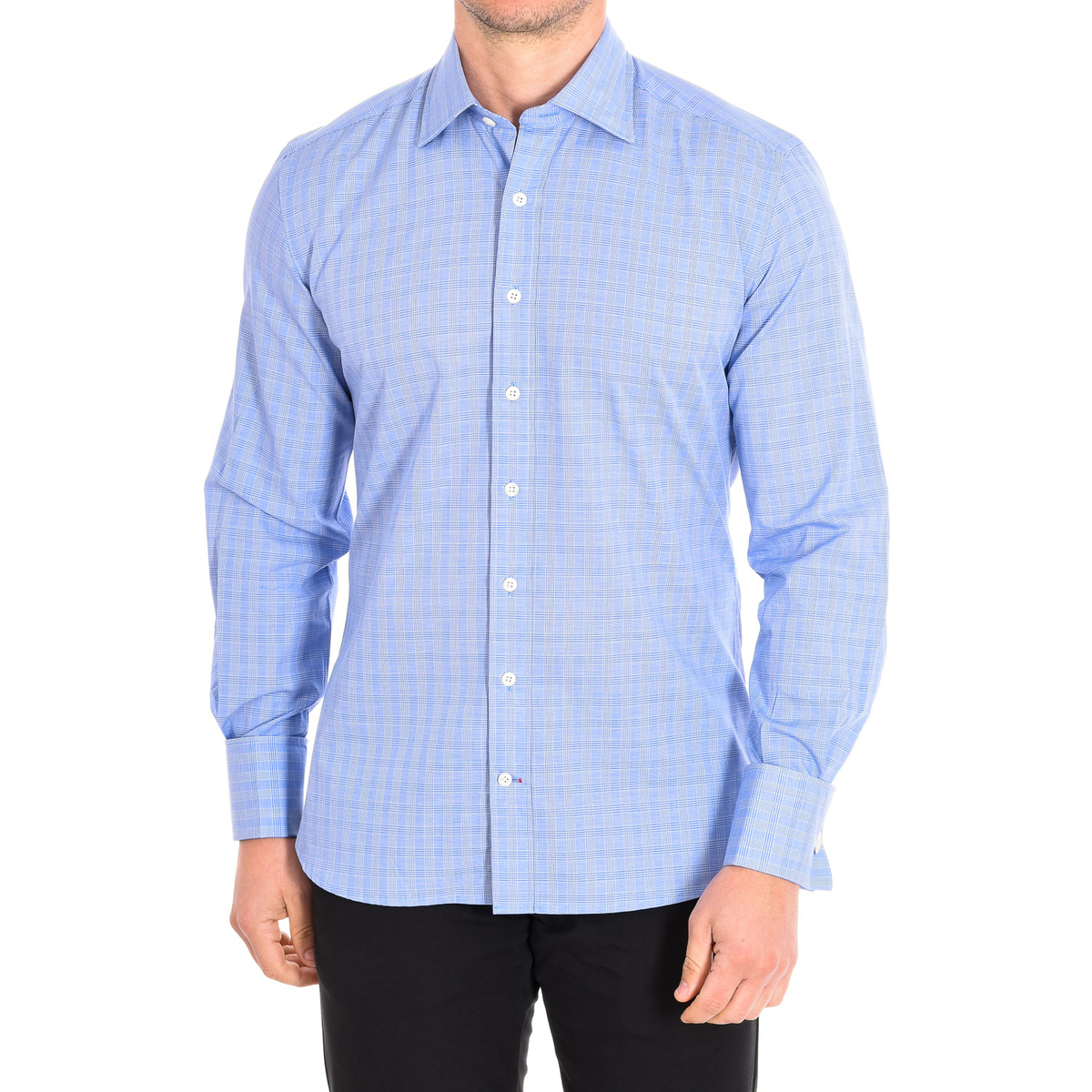 Vêtements Homme Chemises manches longues CafÃ© Coton ALPHONSE3-82HDC Bleu