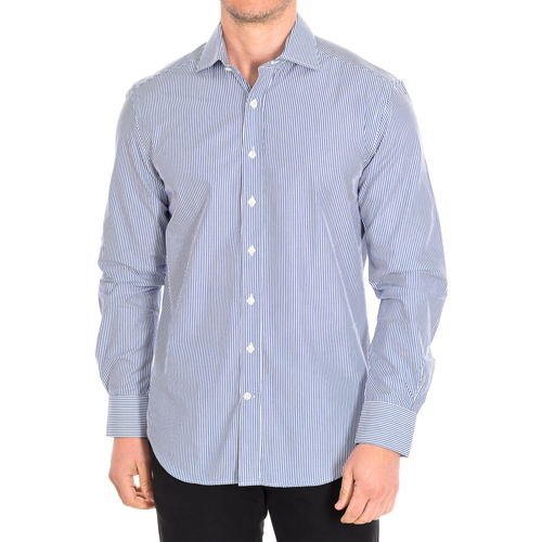 Vêtements Homme Chemises manches longues CafÃ© Coton AVOCATIER5-L-33LS Bleu