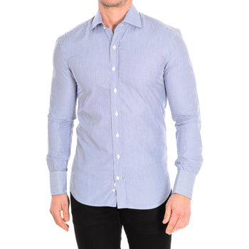 Vêtements Homme Chemises manches longues Cafe' Coton BIGARADE05-SLIM-55DC Bleu