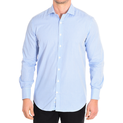 Vêtements Homme Chemises manches longues CafÃ© Coton BILL355DC-55DC Bleu