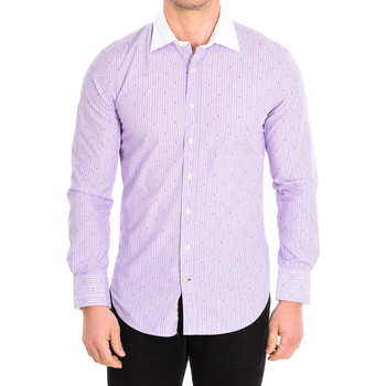 Vêtements Homme Chemises manches longues Cafe' Coton BOUSCAULT18-101WHLS Violet