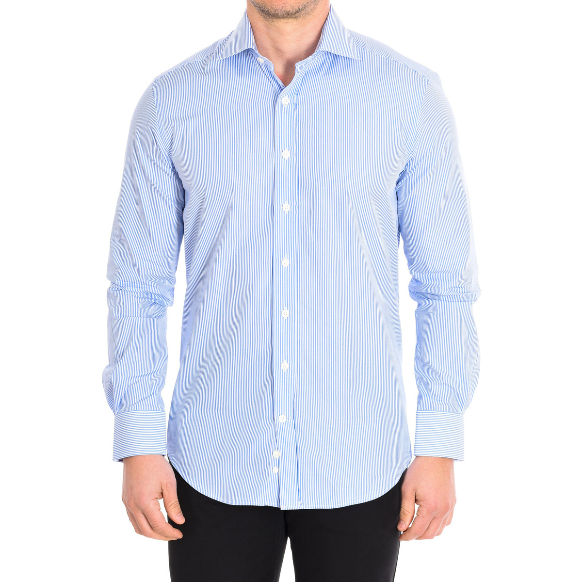 Vêtements Homme Chemises manches longues CafÃ© Coton DANIELLE3-33LS Bleu