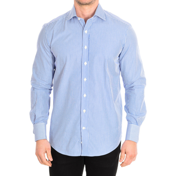 Vêtements Homme Chemises manches longues Cafe' Coton ORLANDO4-G-55DC Bleu