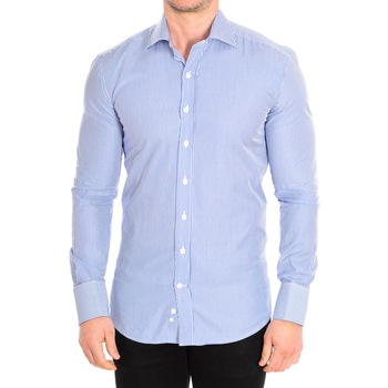 Vêtements Homme Chemises manches longues Cafe' Coton ORLANDO4-SLIM-G-55DC Bleu