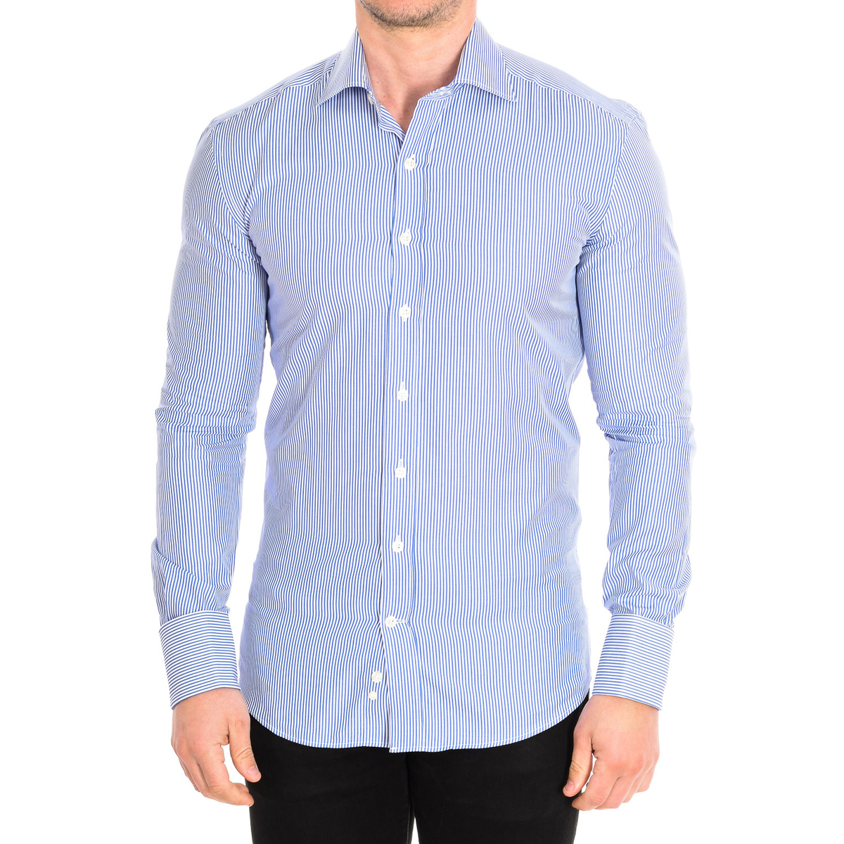 Vêtements Homme Chemises manches longues CafÃ© Coton ORLANDO4-SLIM-G-55DC Bleu