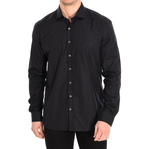 Vêtements Homme Chemises manches longues CafÃ© Coton POPELINE14-33LSLIM Noir