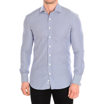 Vêtements Homme Chemises manches longues Cafe' Coton THYM5-SLIM-55DCS Bleu