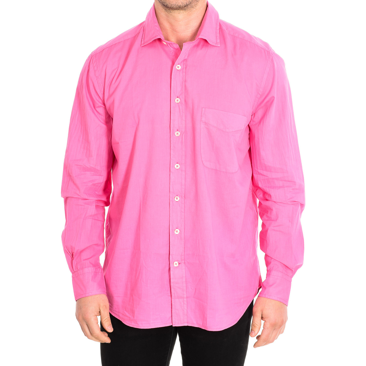 Vêtements Homme Chemises manches longues CafÃ© Coton VOLILE6-22LS Rose