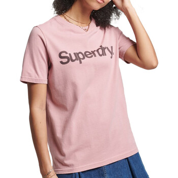 Vêtements Femme Cotton Knit Long Sleeve Crew Neck T-Shirt Superdry W1010710A Rose