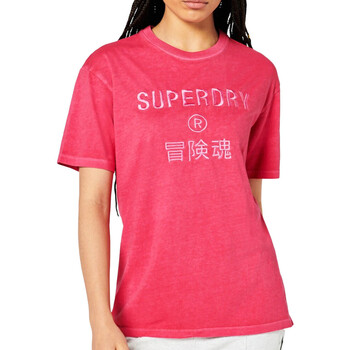 Vêtements Femme Cotton Knit Long Sleeve Crew Neck T-Shirt Superdry W1010829A Rose