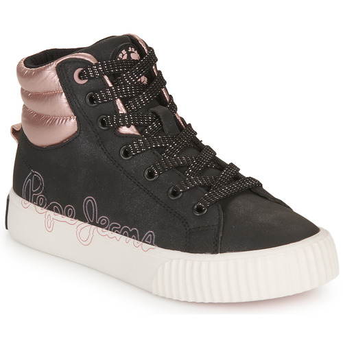 Chaussures Fille Baskets montantes Pepe fitness jeans OTTIS PADDED Noir / Rose