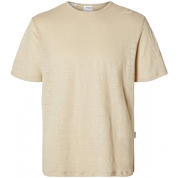 Vêtements Homme T-shirts & Polos Selected T-Shirt Bet Linen - Oatmeal Beige