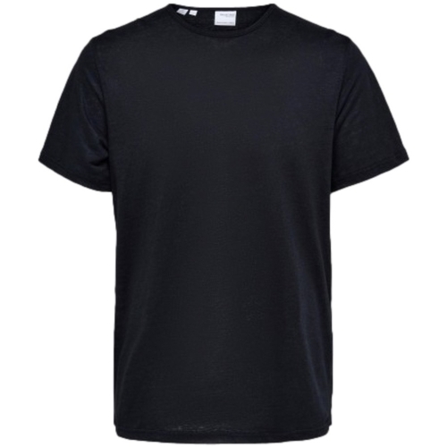 Vêtements Homme T-shirts & Polos Selected T-Shirt Bet Linen - Black Noir