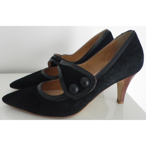 Chaussures Femme Lauren Ralph Lau Escarpins noirs talons 8 cm T.39 tout cuir SAN MARINA, en parfai Noir