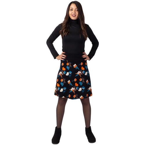 Vêtements Femme Jupes Coton Du Monde courte en coton DEEPALI motif fleurs d'automne Noir