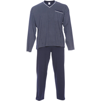 Vêtements Homme Pyjamas / Chemises de nuit Adamo Pyjama long Gustav Bleu marine rayé