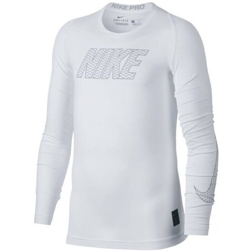 Vêtements Garçon T-shirts manches courtes Nike JR Pro Compresion Blanc