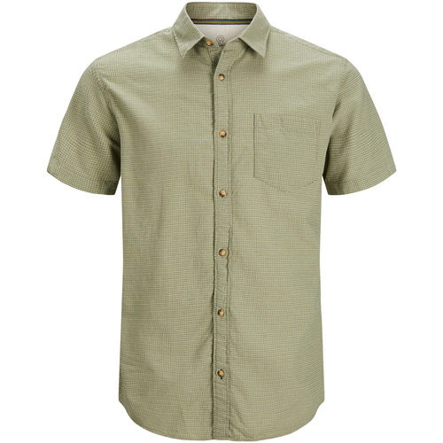Vêtements Homme Chemises manches courtes Jack & Jones Chemise coton cintrée Vert