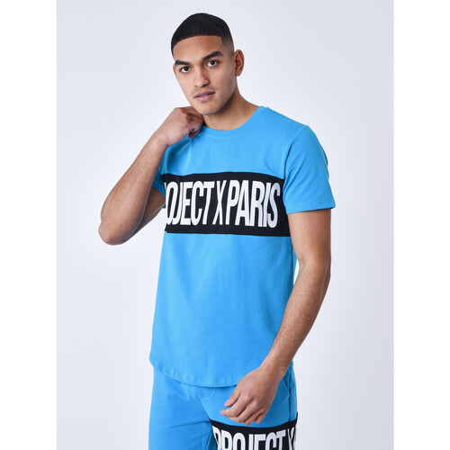 Vêtements Homme T-shirts & Polos Project X Paris Cenere GB jersey-knit cotton T-Shirt Weiß Bleu