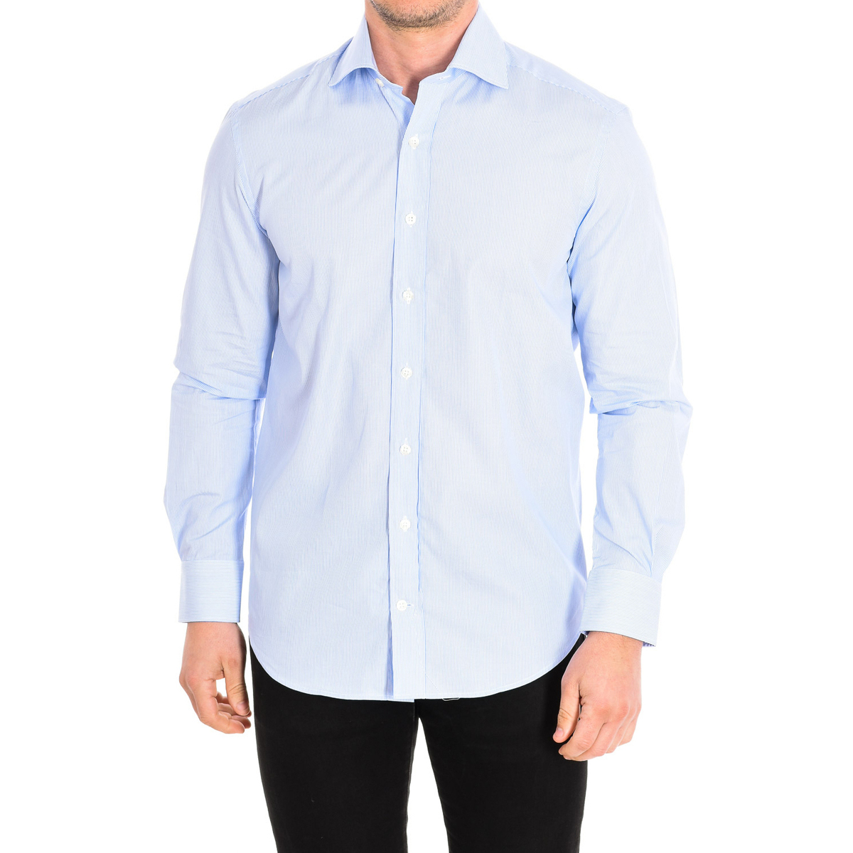 Vêtements Homme Chemises manches longues CafÃ© Coton ALCAZAR3-33LS Blanc