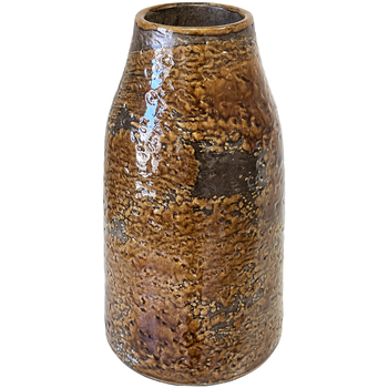 Maison & Déco Vases / caches pots d'intérieur Tdk Import Vase artisanal marron vitrifié 29 cm Marron