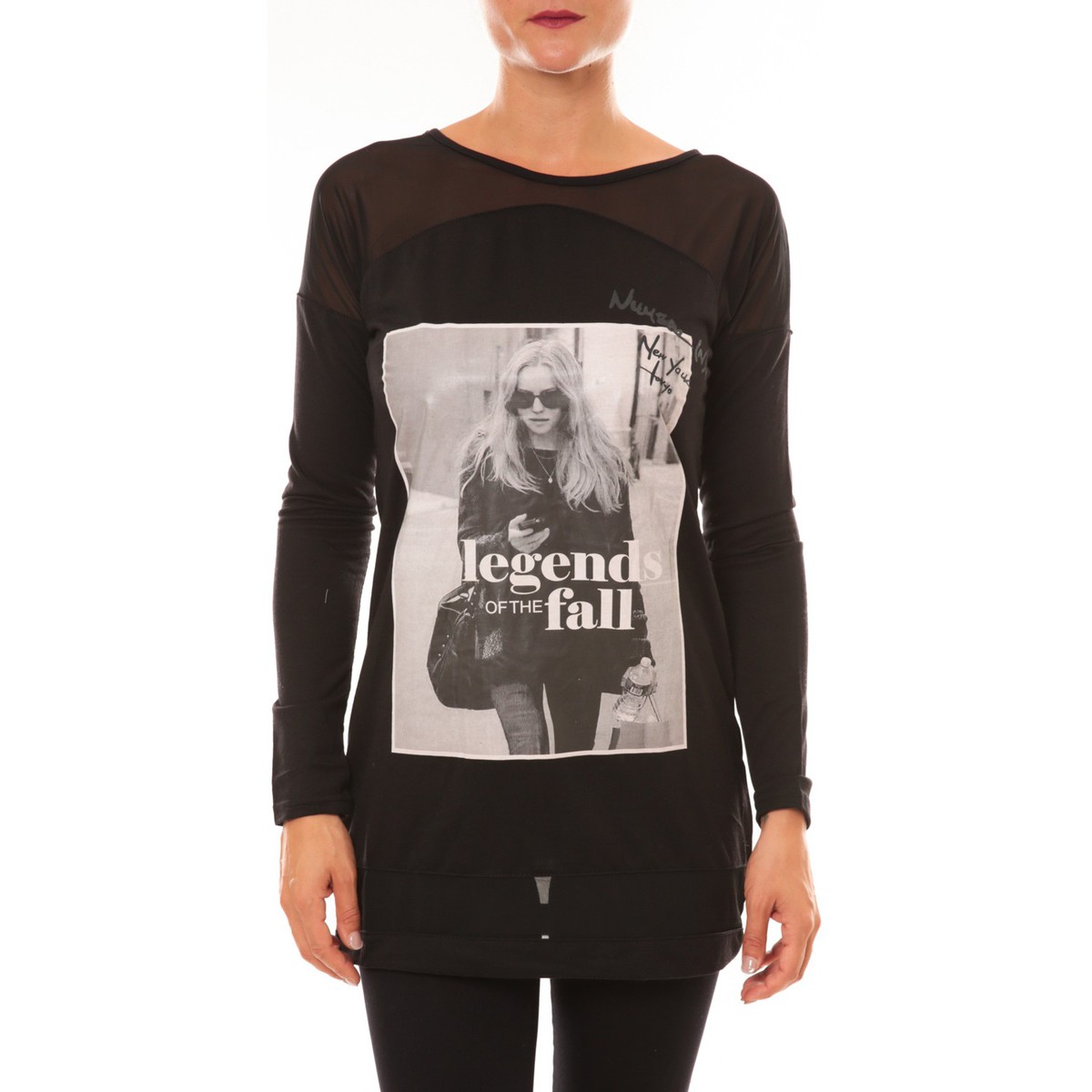 Vêtements Femme T-shirts manches longues La Vitrine De La Mode Tee Shirt Manches Longues MC1919 noir Noir