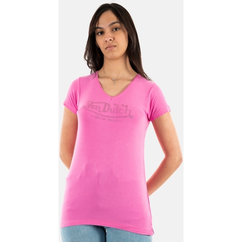 Vêtements Femme T-shirts Canvass courtes Von Dutch tvcroon Rose