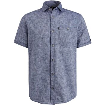 chemise vanguard  short sleeve chemise de lin bleu 