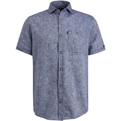 Vêtements Homme Chemises manches longues Vanguard Short Sleeve Chemise De Lin Bleu Bleu