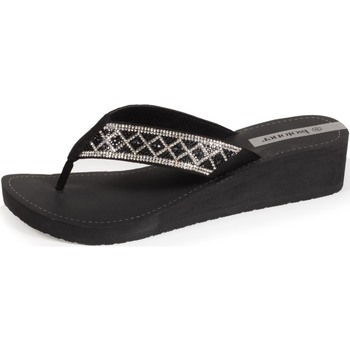 Chaussures Femme Tongs Isotoner Tongs à talon 4cm et détail paillettes Noir