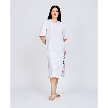 Vêtements Femme Robes EAX T-shirt midi en coton avec logo sur le côté Blanc