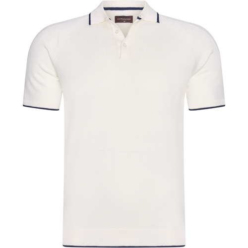 Vêtements Homme Sports a curved shirt hem Cappuccino Italia Tipped Tricot Polo Blanc